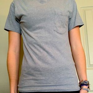 Plain Grey Tee with Front Pocket